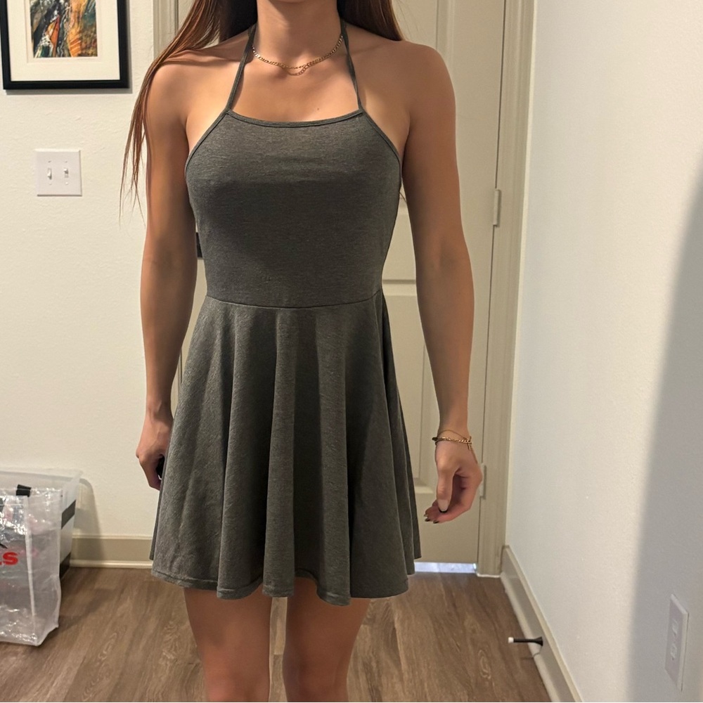Gray Halter Mini Dress